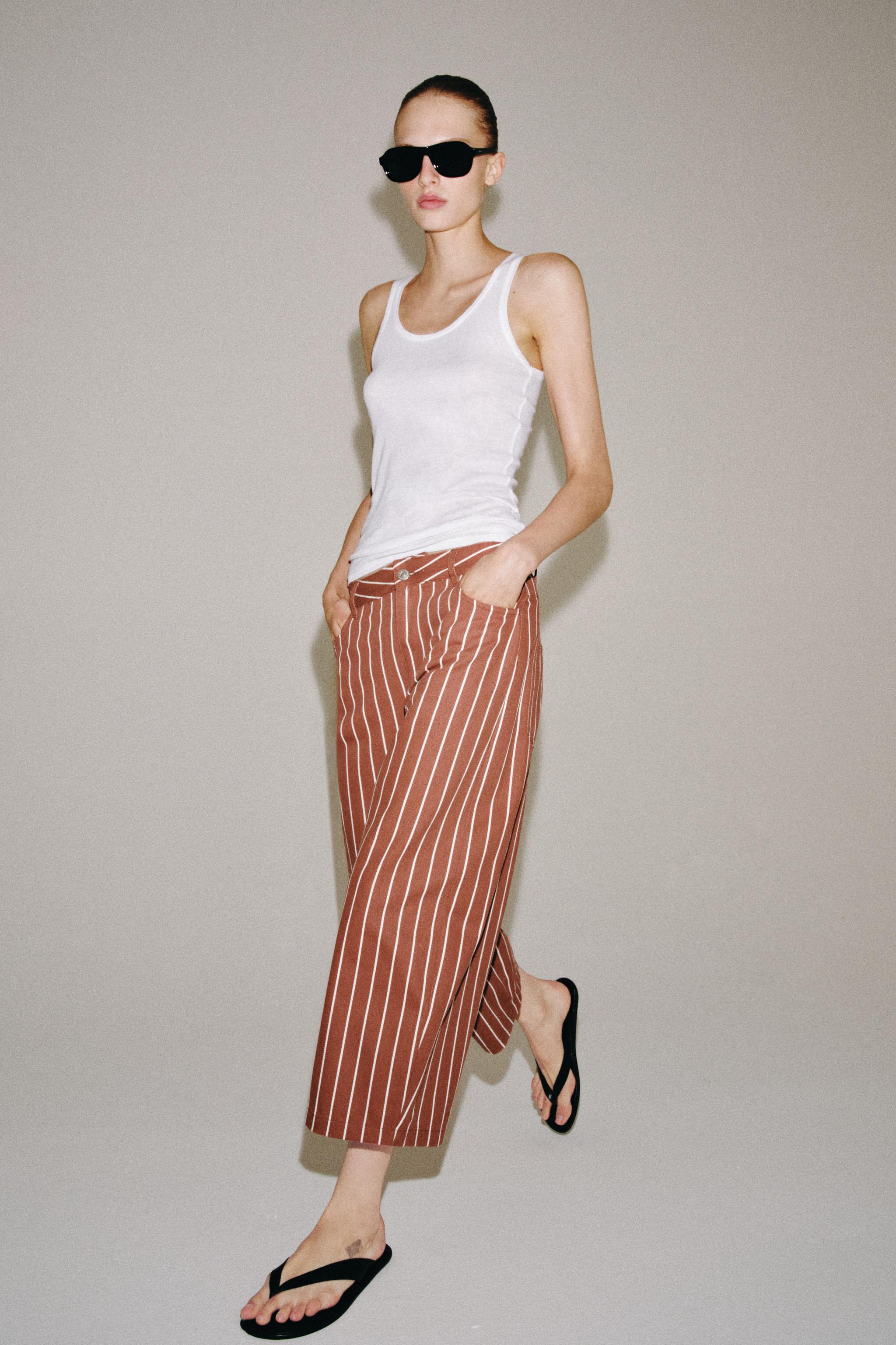 ZW COLLECTION CROPPED STRIPED TROUSERS